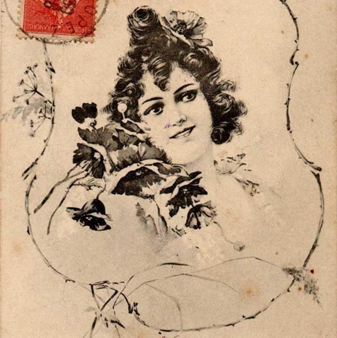 NAINEN / Viktoriaanisen ajan kukkaistyttö. 1900-l.