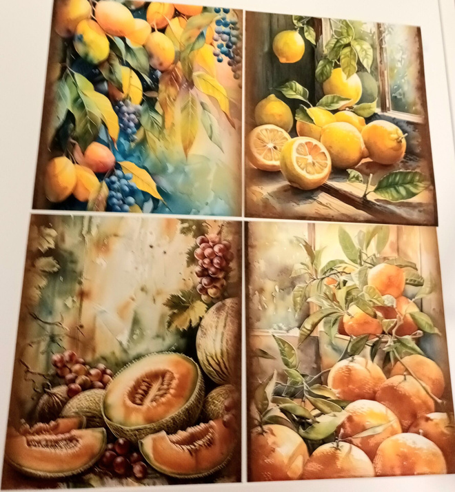 Kuviokartonki HEDELMÄT / 4 kpl -setti / 13 x 15 cm