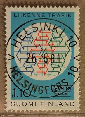 1981 1,10mk Liikenne: Nappiloisto Helsinki 10 26.5.81 (1072)