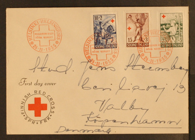 # 23611 # PR-55 sarja FDC > Tanskaan - 1955