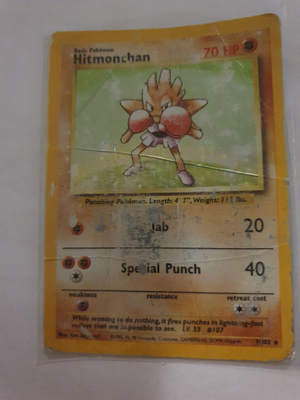 Hitmonchan #7 Pokemon Base Set RARE HOLOGRAPHIC card HP