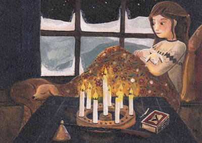 Esther Bennink: Kynttilän valossa (isohko kortti)