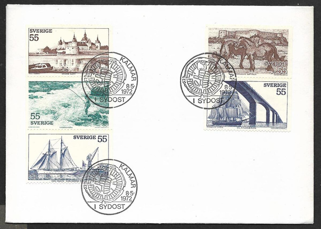 Ruotsi - I sydost FDC 1972 (Fac. 769-773)