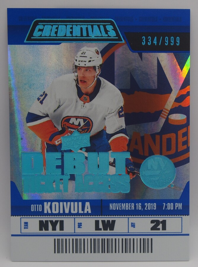 2019-20 Credentials Debut ticket Otto Koivula /999