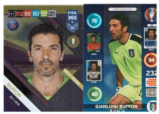 2 x Jalkapallo Mv GIANLUIGI BUFFON Italia, Paris Saint Ger.