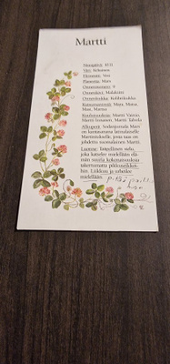 Nimipäiväkortti/ Martti, signeerattu taiteilijakortti