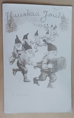 G. Stoopendaal: Tonttujoukko seuraa hanuritonttua, kulk.