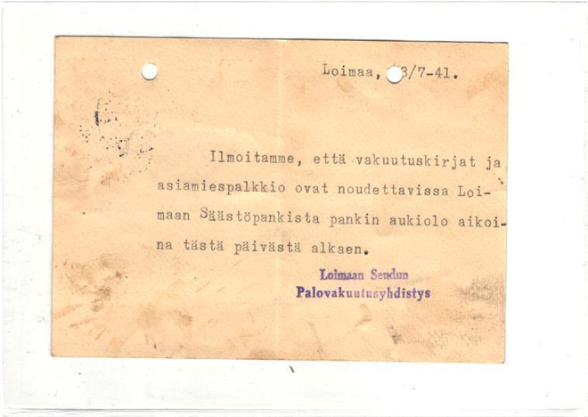 EHIÖKORTTI LOIMAA SEUDUN PALOVAKUUTUSYHDISTYS