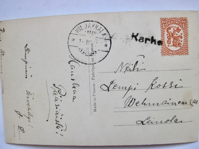 VANHA Postikortti 1920-l Karhe Rivileima + Wiljakkala