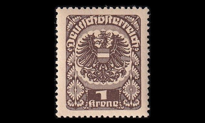 Itävalta 313yb ** Vaakuna 1 Kr harm.pap mustanrusk (1920)