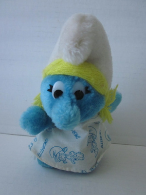 Pieni, vintage Smurffi pehmo, Smurffiina