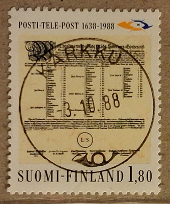 1988 1,80mk Posti 350v: Nappiloisto Karkku 3.10.88 (1073)