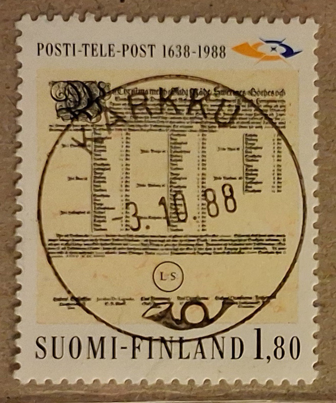 1988 1,80mk Posti 350v: Nappiloisto Karkku 3.10.88 (1073)