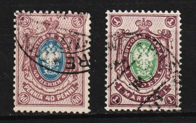 1901-1911 40p ja 1mk kotkamerkit leimattuina
