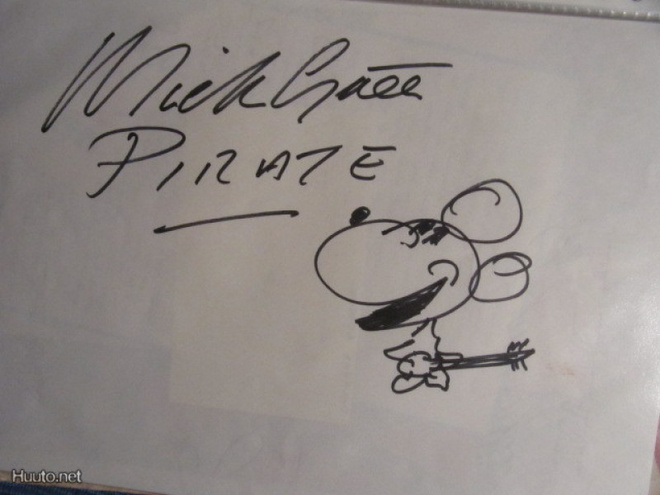 Mick Green / Pirates piirustus + aito nimikirjoitus