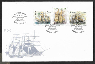 Purjelaivoja 1988 FDC (LAPE 28-30)