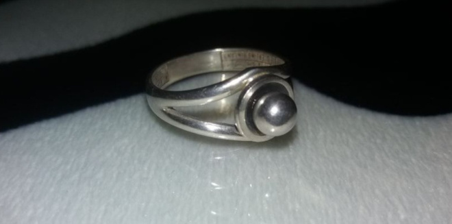 Vintage desing E.granit hopea sormus 916H N7 made in Finland