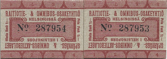2 vanhaa ratikkalippua Helsingistä