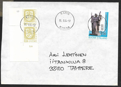 Postilähetys - W. Aaltonen 1994 (LAPE 1237) Karis 15.9.1994