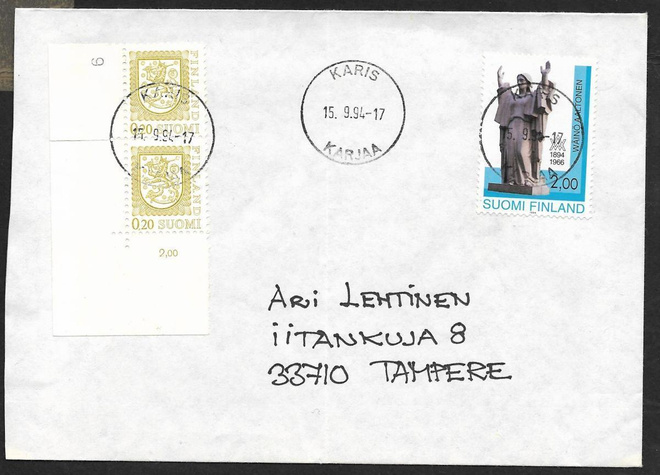 Postilähetys - W. Aaltonen 1994 (LAPE 1237) Karis 15.9.1994