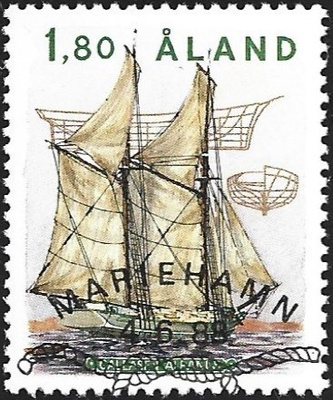 Åland 1988 Purjelaivoja 1,80 mk EP Lape 028 alareuna LOISTO