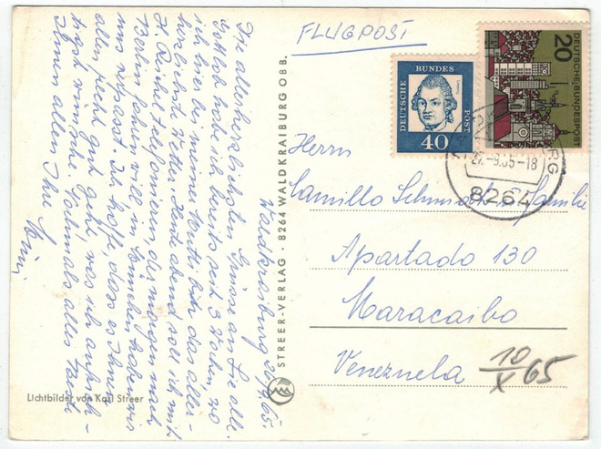 BRD Mi 355 ym lentokortti Venezuelaan