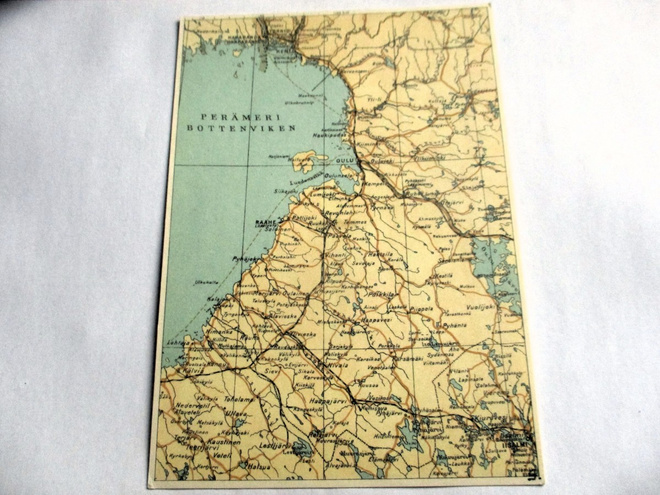 Karttakortti Iisalmi Kajaani Kemi MMH 1952 painos
