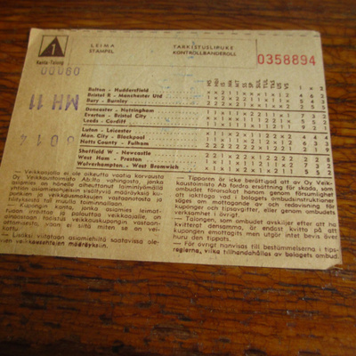 veikkauksen tarkistuslipuke 1956 (voitto = ?