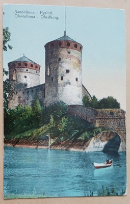 Savonlinna, Olavinlinna, soutuvene, vanha väripk, p. 1913