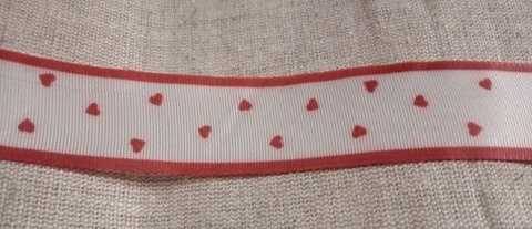 Punavalkoinen sydän nauha n 100cm