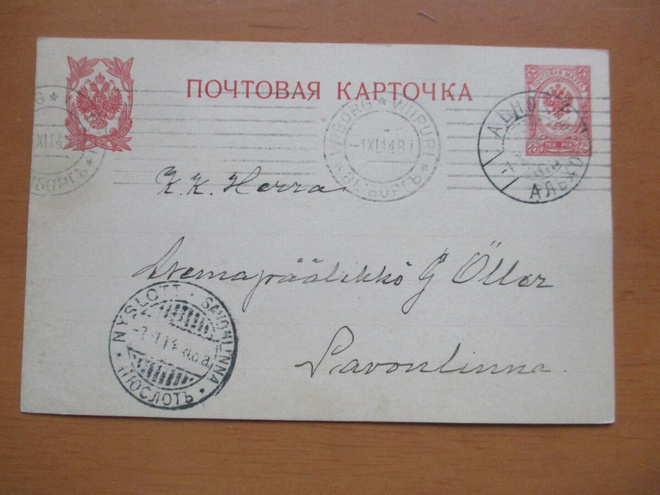 1914 Alho ehiö Savonlinnan asemapäällkölle