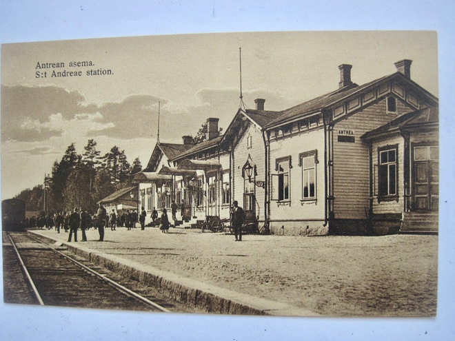 VANHA Postikortti Antrea Rautatie Asema Juna 1920-l