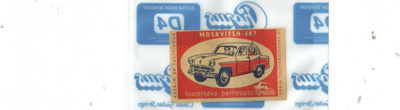 Moskvitsh-407 tulitikkuetiketti muovissa