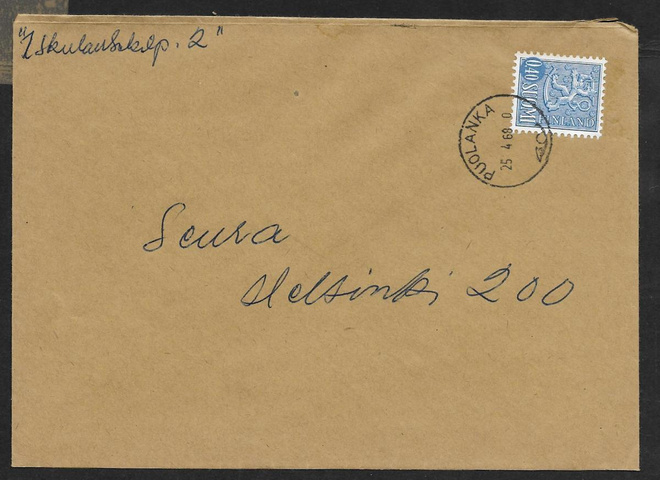Postilähetys - Yl.m. 0,40 (LAPE 618) Puolanka 25.4.68