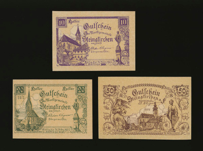 Itävalta 10, 20, 50, Heller, Steinakirchen 1920