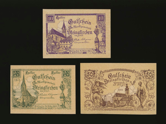 Itävalta 10, 20, 50, Heller, Steinakirchen 1920