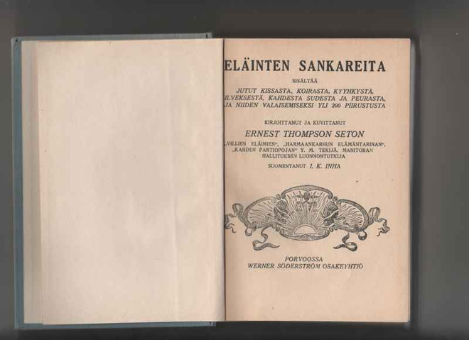 Seton, Ernest: Eläinten sankareita,WS 1919,1.p,Koululaiskir