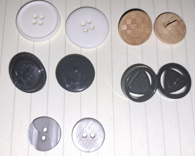 15-23mm nappi musta valkoinen harmaa puu