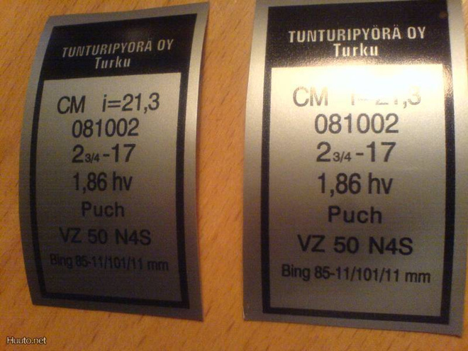 tyyppikilpi-tarra 081002 Tunturi Trial Special