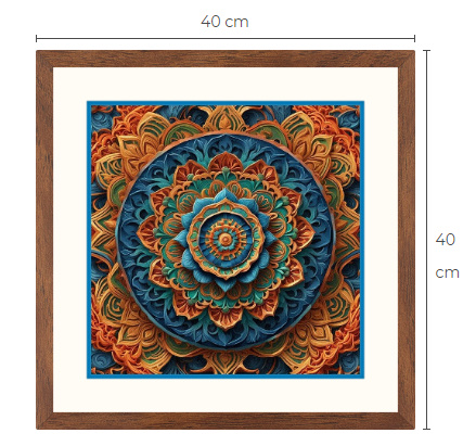 Uusi Mandala taulu koko 40 cm x 40 cm kehyksineen
