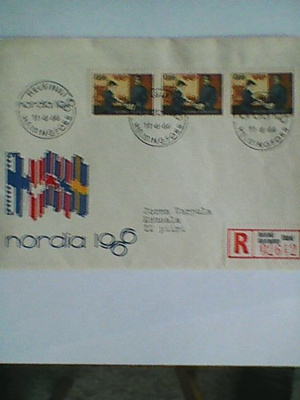 Näyttelymerkki 1966, kolmirivilö, FDC