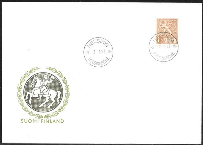FDC 1957 Yleismerkki Leijona 15 mk Lape 472