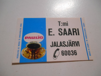 TT Etiketti Paulig T:mi E.Saari Jalasjärvi