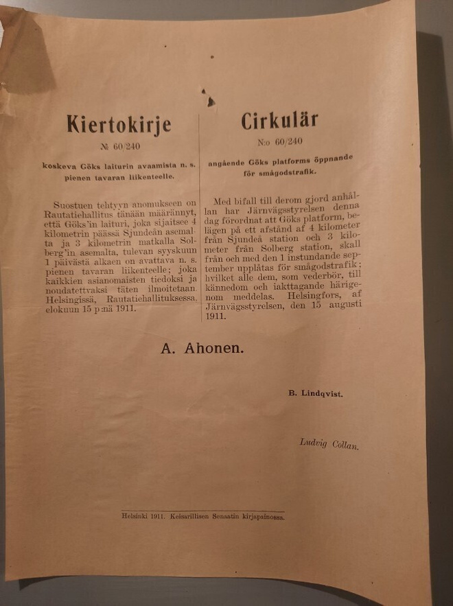 VR Siuntio Solberg Inkoo, Göks Käkelä seisake 1911