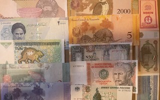 25 Erilaista maailman käyttämätöntä seteliä (erä 3)