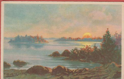 A Bock Auringonlasku järvimaisemassa