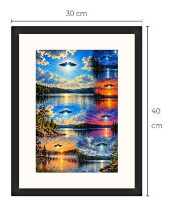 Uusi UFO art print kehystetty 30 cm x 40 cm