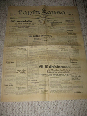 Lapin Kansa 3nroa vuodelta 1945