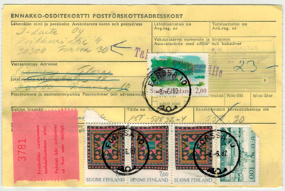 1982 postiennakkolähetyksen palautus