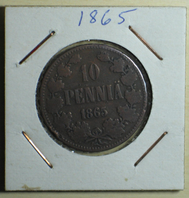 1865 SUOMI  10 PENNIÄ